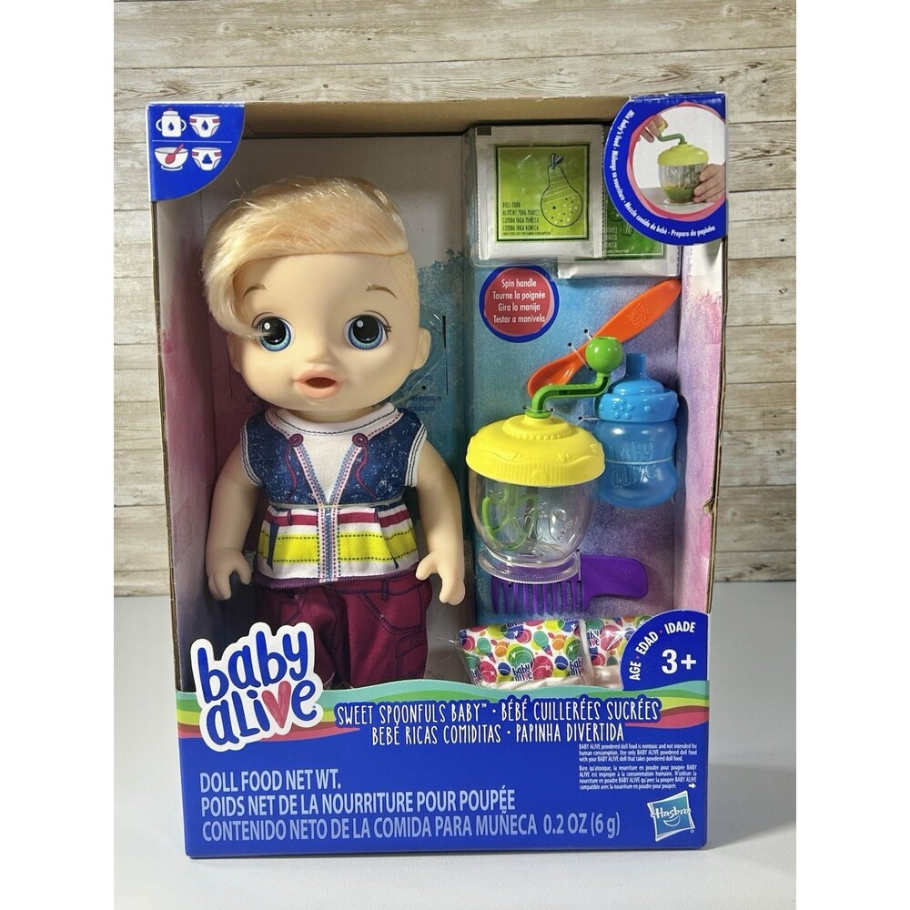 Baby Alive Sweet Spoonfuls Baby BLONDE BOY  NIB 2017 Hasbro Eats and Poops